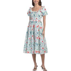 US TOGETHER Fruit Printed Puff Sleeve Maxi Dress